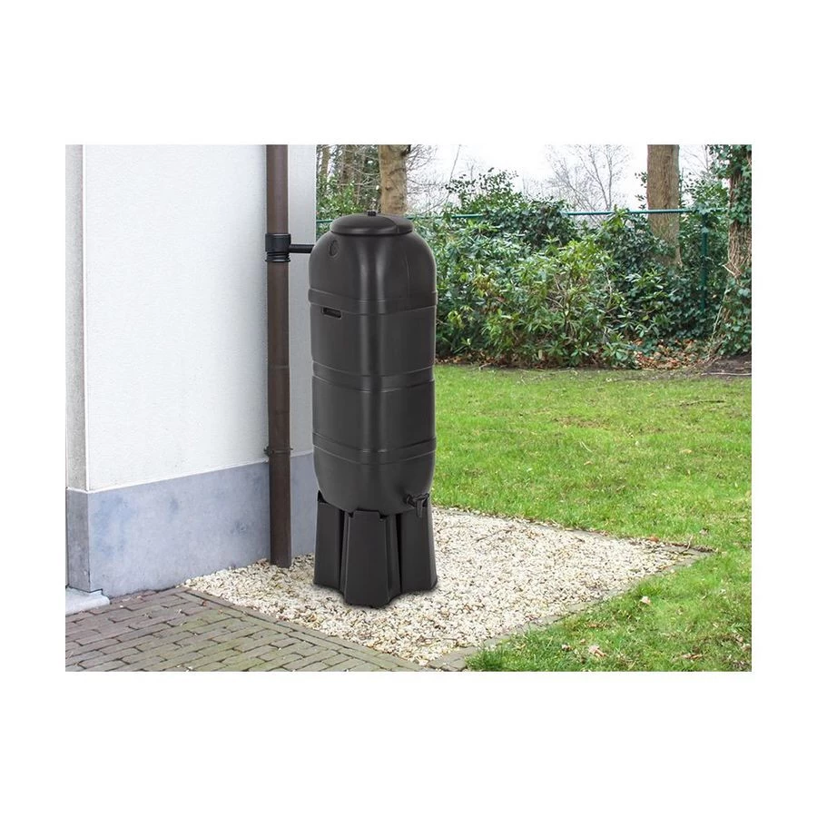 Practo Regenton Classic Zwart 100 Liter Inclusief Voet + Vulautomaat + Kraantje - Afbeelding 2