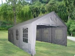 Carport Partytent 4x8m Complete Set Grijs 270g Doek