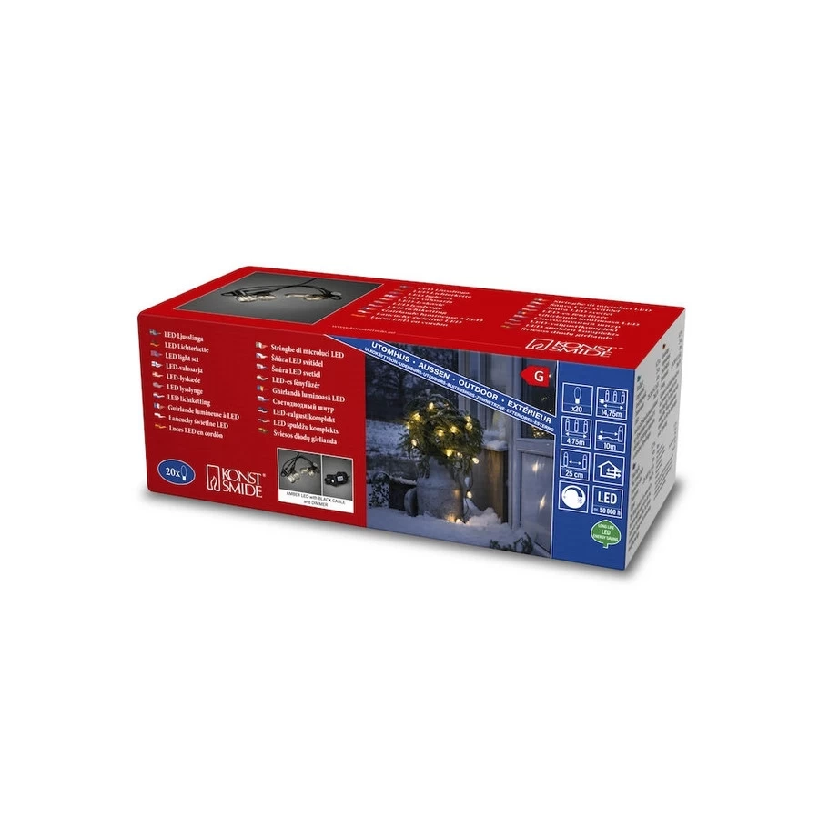 Konstsmide Oval Lichtsnoer 4,75m 20 Lampen - 10 Meter Aansluitsnoer - Afbeelding 4