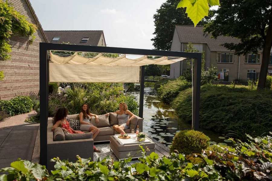 Nesling Optiva Pergola 319 X 319 Cm Antraciet Frame + Off White Doek - Afbeelding 8