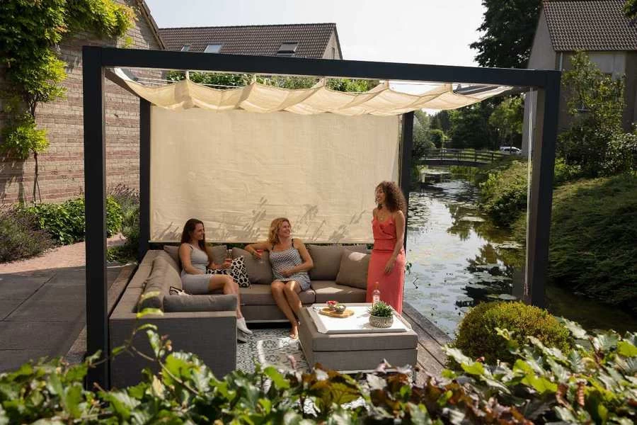 Nesling Optiva Pergola 319 X 319 Cm Antraciet Frame + Off White Doek - Afbeelding 10