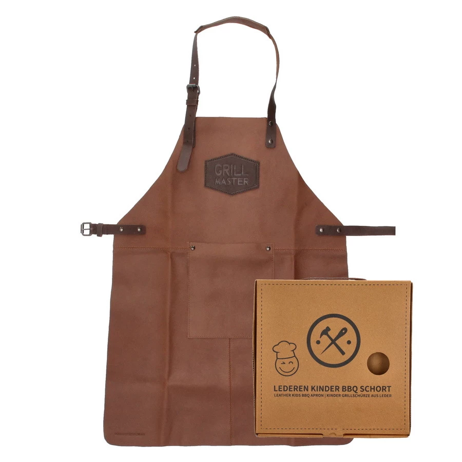 Hide & Stitches Barbecueschort Kinderen Cognac - Leder