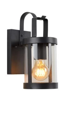 Lucide Lindelo Wandlamp Buiten Zwart 1x60w E27