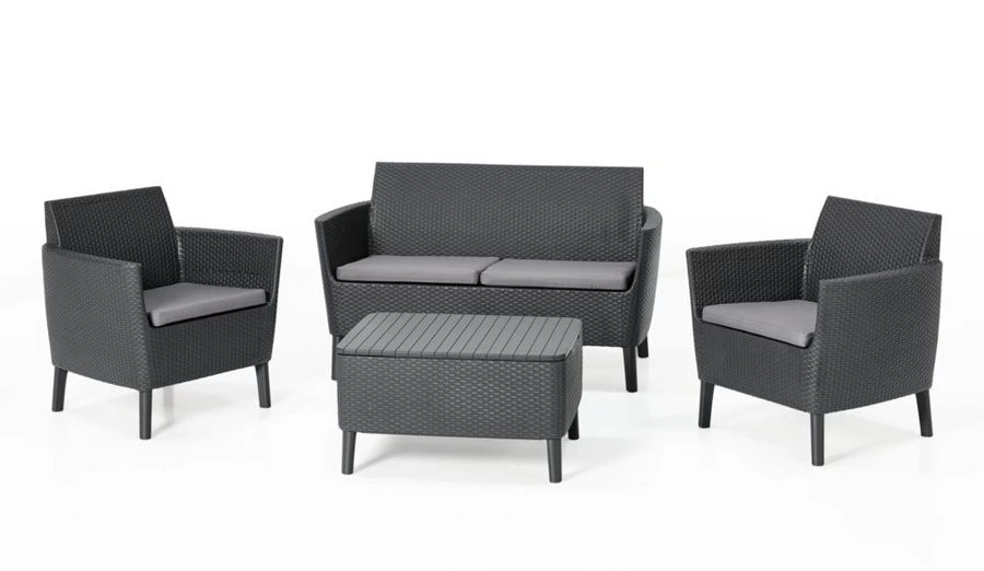 Keter Loungeset Salemo Graphite Met Opbergtafel