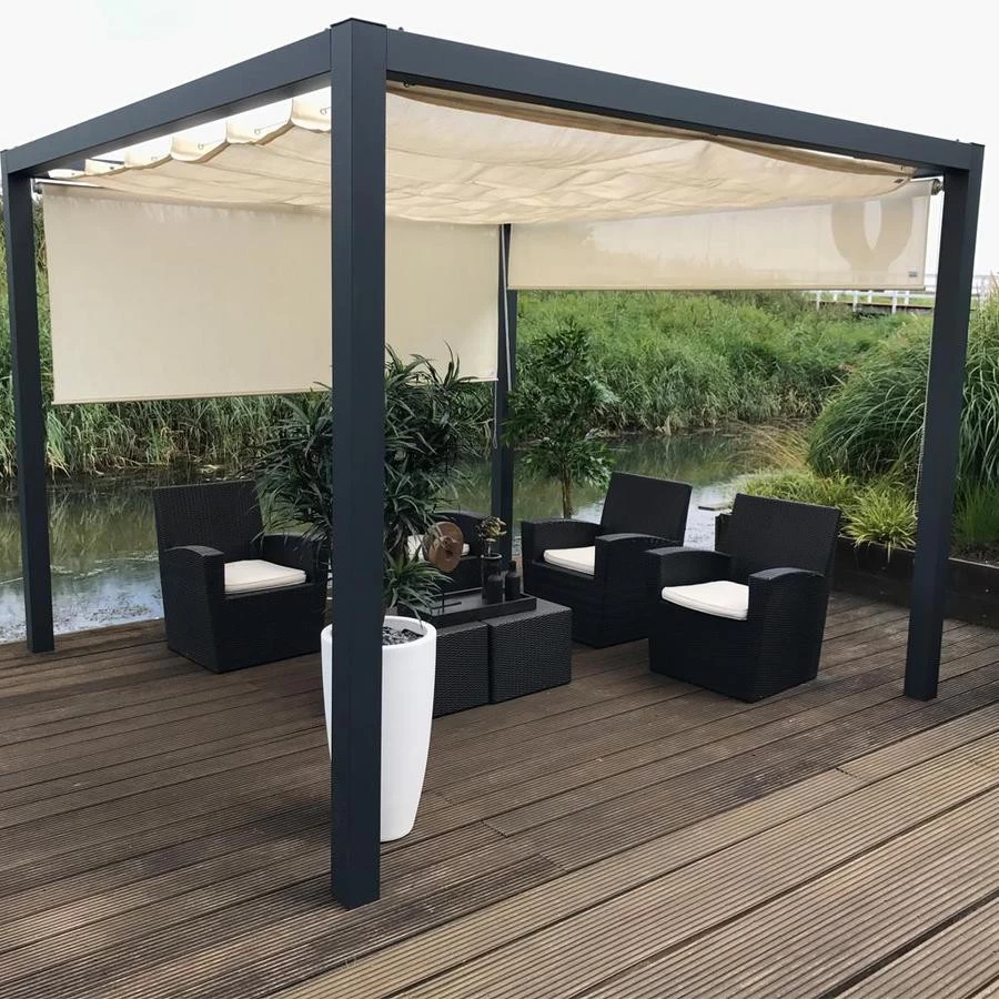 Nesling Optiva Pergola 319 X 319 Cm Antraciet Frame + Off White Doek - Afbeelding 3