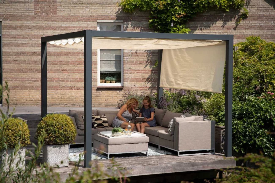 Nesling Optiva Pergola 319 X 319 Cm Antraciet Frame + Off White Doek - Afbeelding 4