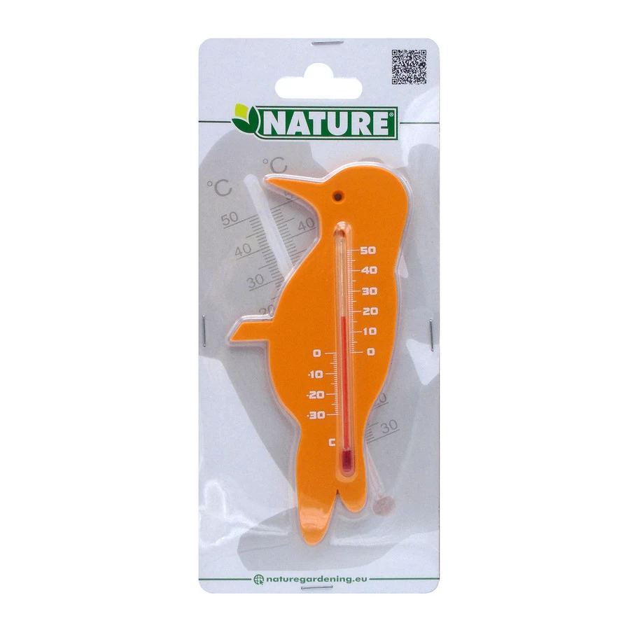 NATURE Buitenmuurthermometer Specht Oranje - 15x7.5x0.3 Cm - Afbeelding 2