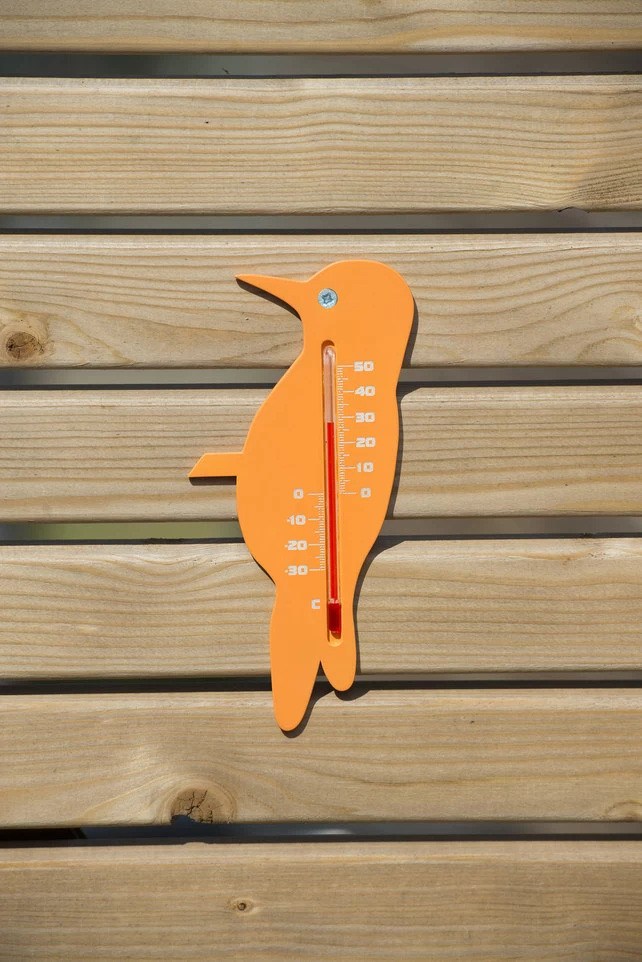 NATURE Buitenmuurthermometer Specht Oranje - 15x7.5x0.3 Cm - Afbeelding 3