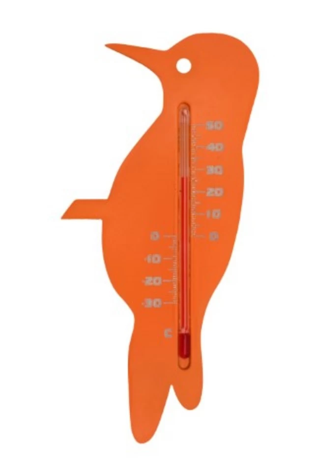 NATURE Buitenmuurthermometer Specht Oranje - 15x7.5x0.3 Cm