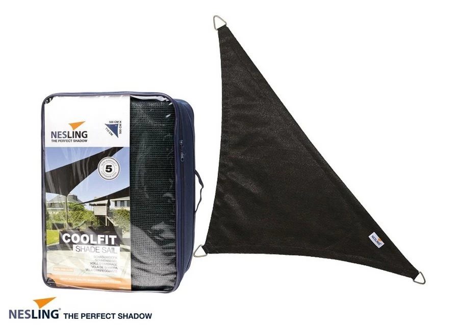 Nesling Coolfit Schaduwdoek Driehoek 5x5x7.1M - Zwart - Afbeelding 3