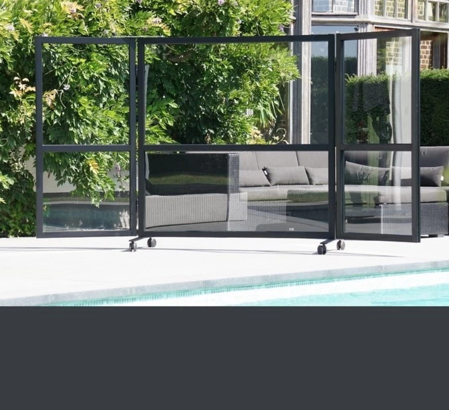 Therma Marseille Glazen Windscherm 3m Met Antraciet Aluminium Frame