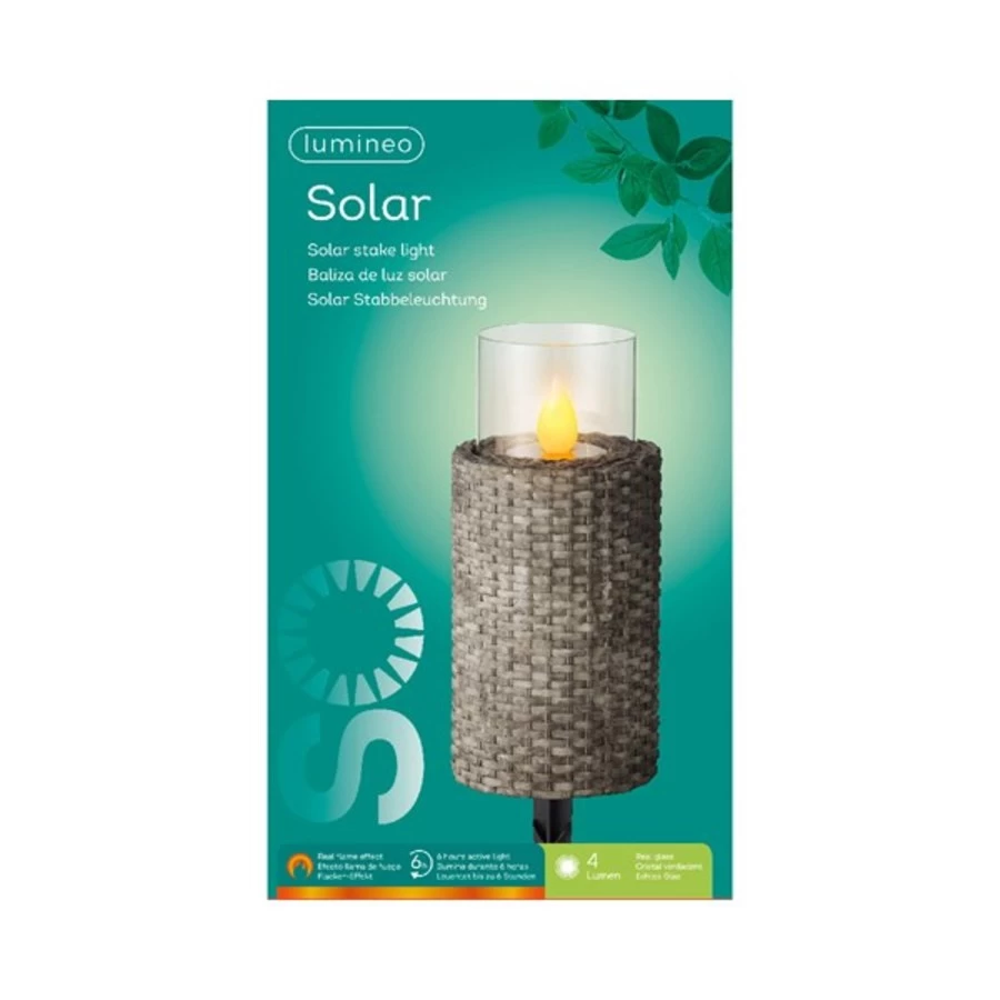 Lumineo Wicker LED Solar Buiten Antraciet 12.5x28 Cm - Afbeelding 2