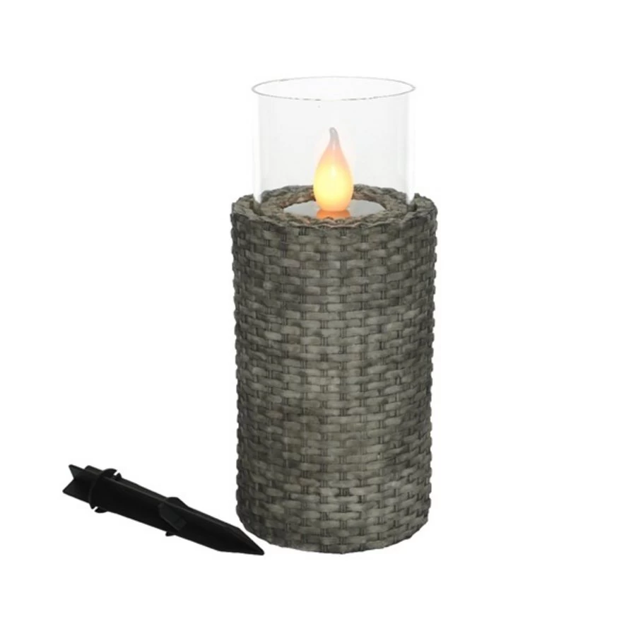 Lumineo Wicker LED Solar Buiten Antraciet 12.5x28 Cm