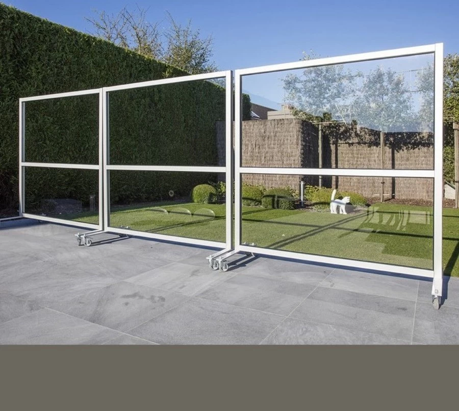 Therma Marseille Glazen Windscherm 2m Met Kwartsgrijs Aluminium Frame