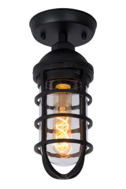 Lucide Limal Plafondlamp Zwart IP44 Buitenverlichting - E27 Socket