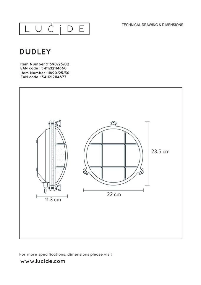 Lucide Dudley Wandlamp Zwart IP65 Buitenverlichting - E27 Socket - Afbeelding 5