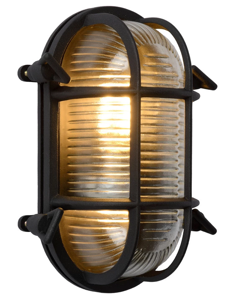 Lucide Dudley Wandlamp Zwart IP65 Buitenverlichting - E27 Socket - Ovaal