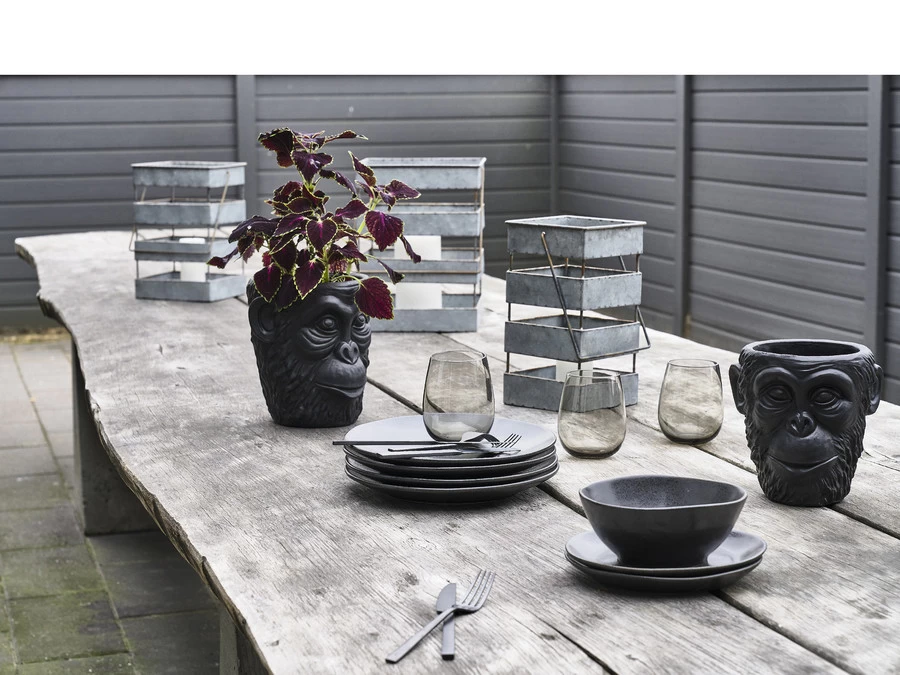 Villa Collection Bloempot Gorilla Black - Cement - 22x22.5 Cm - Afbeelding 3