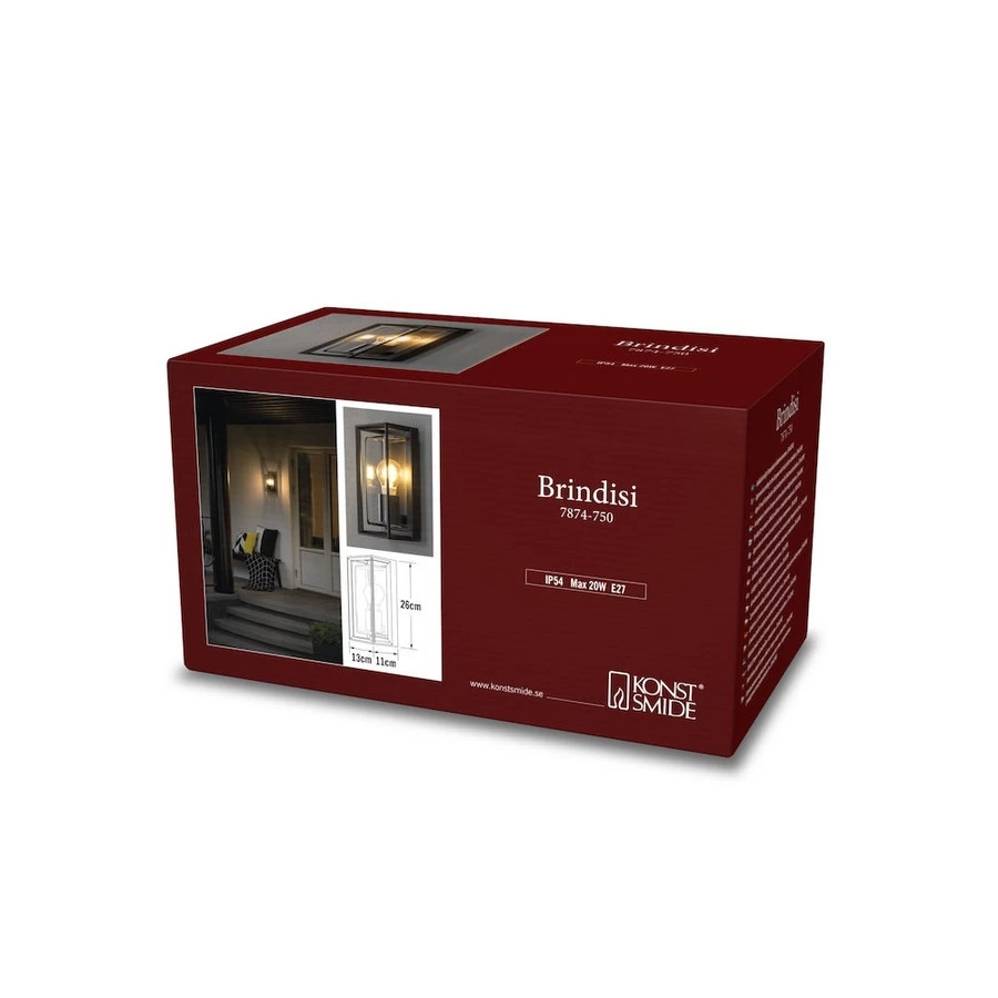 Konstsmide Brindisi Wandlamp Flush Zwart Gelakt Aluminium - Afbeelding 2