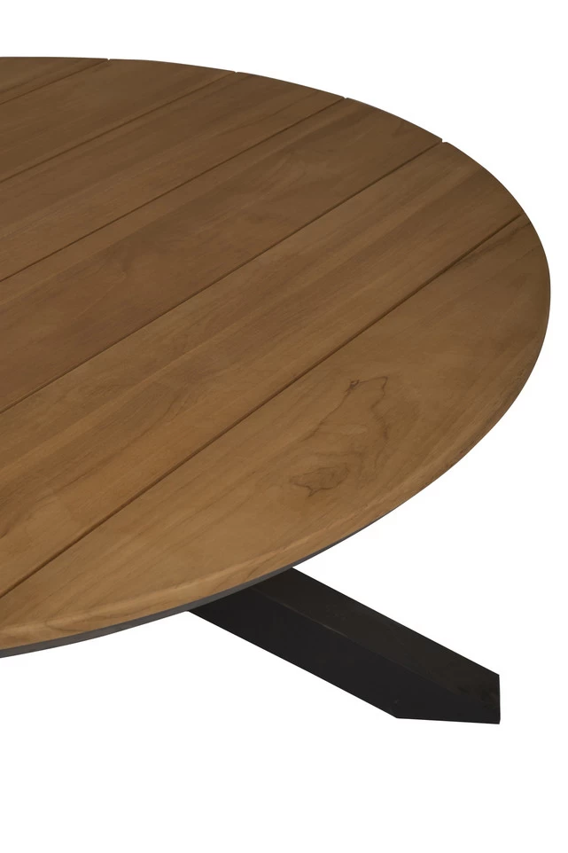 Tierra Outdoor Orbital Ronde Tuintafel Charcoal Frame Met Teak Blad - 120x75 Cm - Afbeelding 2