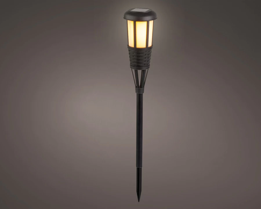 Lumineo Fakkel LED Solar Zwart 10x61 Cm - 12 Lights