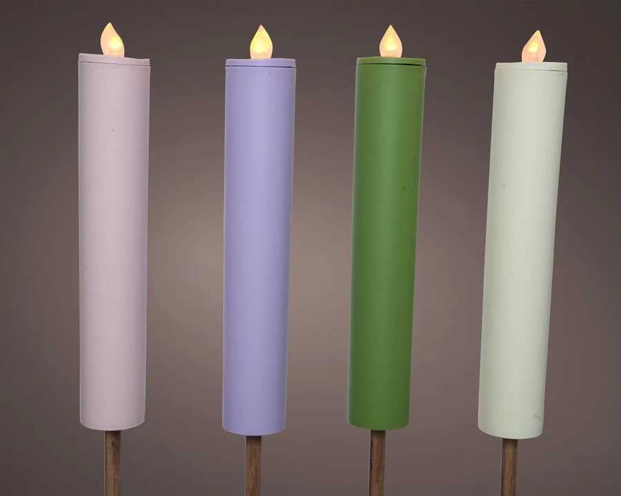 Lumineo LED Solar Kaars 4x90 Cm - Assorti