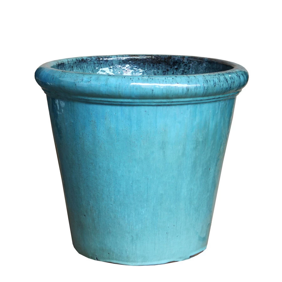 Bloempot Geglazuurd Campo Oceaan Blauw Diam. 37cm X Hoogte 31cm