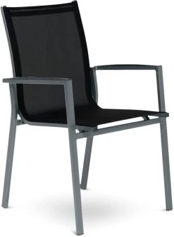 Tierra Outdoor Foxx Stapelstoel Charcoal Frame - Zwarte Textilene