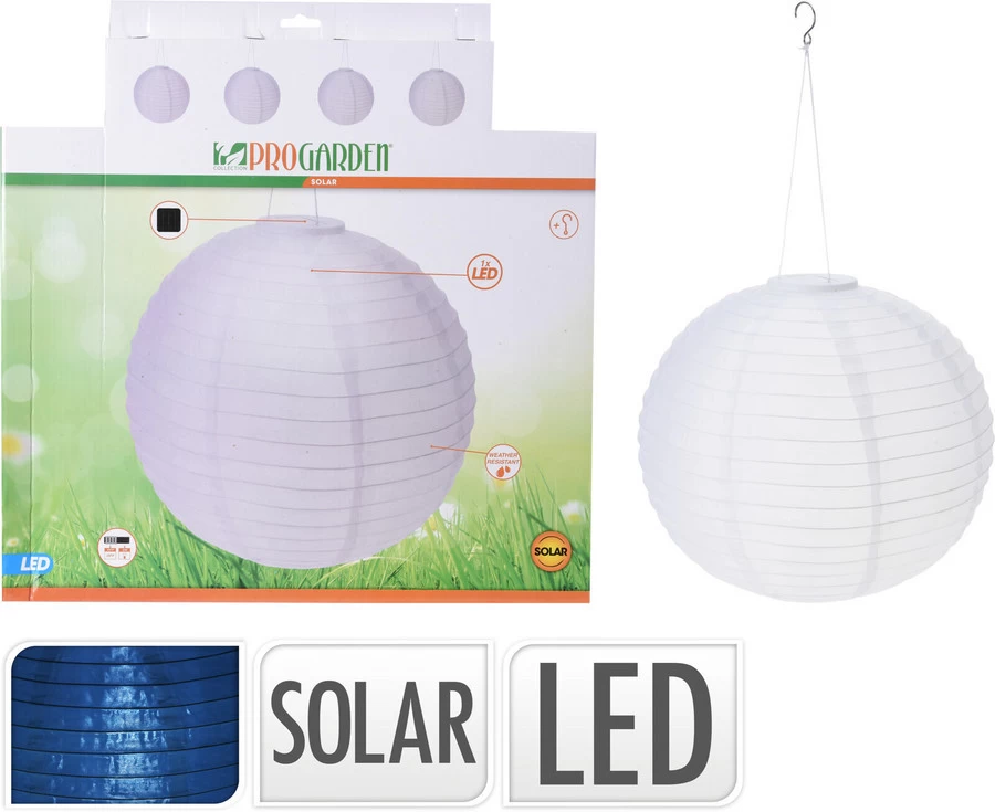 Lamp Solar LED Lampion 40 Cm Wit/Warm Wit