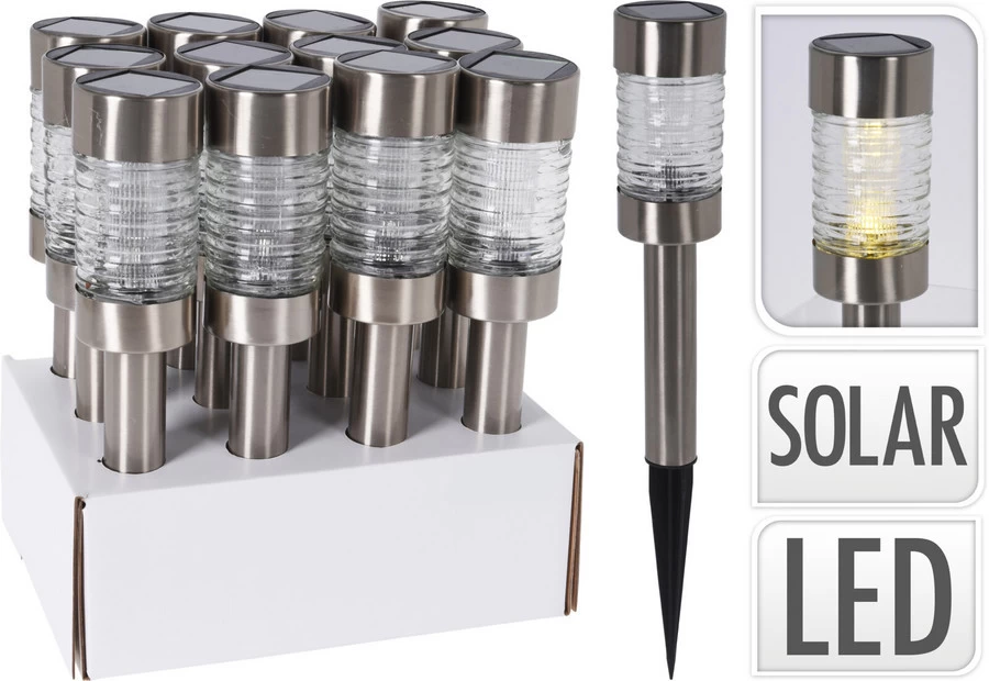 Lamp Solar LED Warm Wit 6x41.5 Cm - RVS