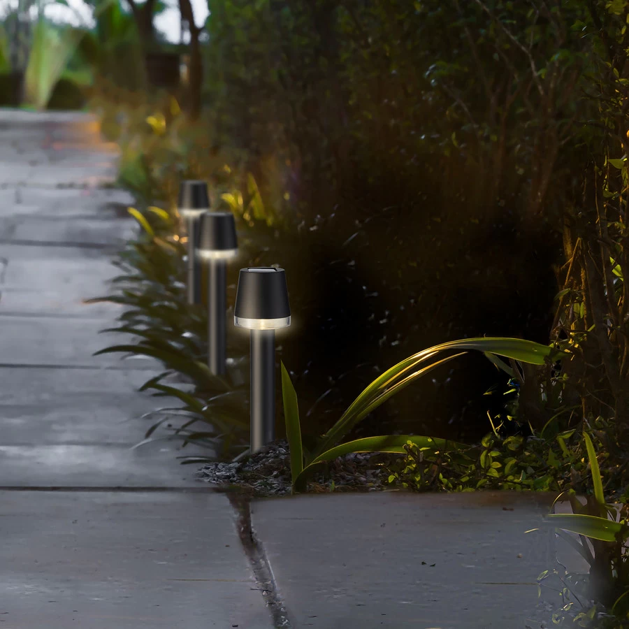 Lumineo Tuinverlichting LED Solar Zwart 3 Stuks 8x31.5 Cm - Warm Wit - Afbeelding 2