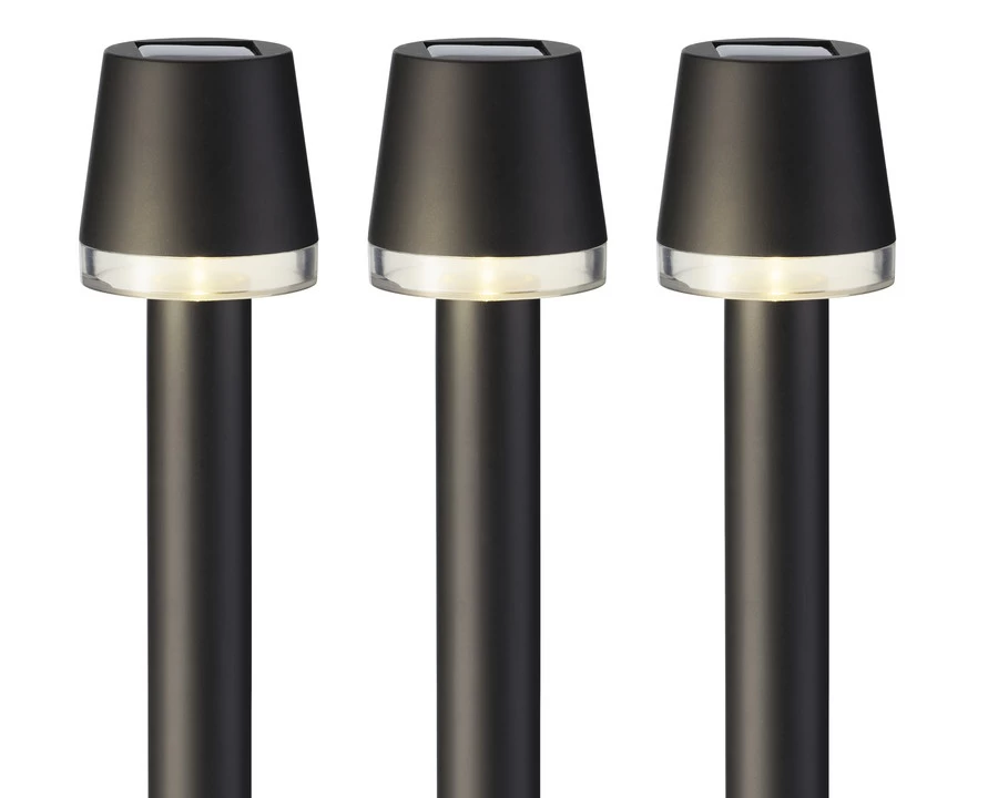 Lumineo Tuinverlichting LED Solar Zwart 3 Stuks 8x31.5 Cm - Warm Wit - Afbeelding 3