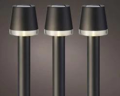 Lumineo Tuinverlichting LED Solar Zwart 3 Stuks 8x31.5 Cm - Warm Wit