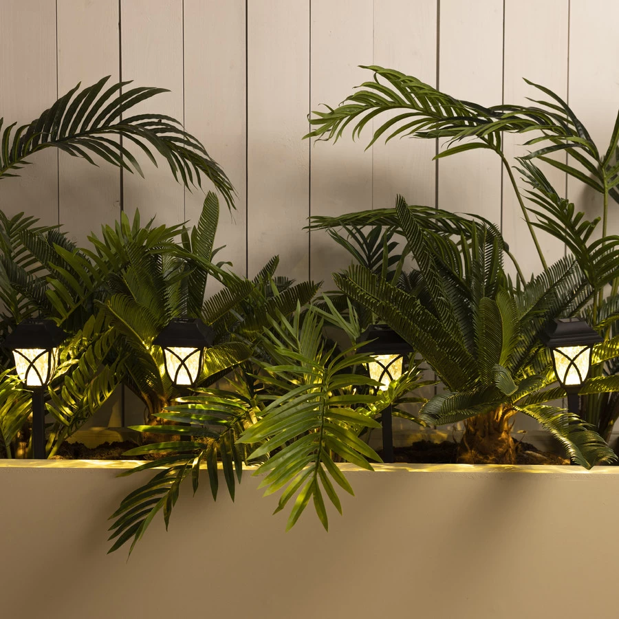 Lumineo Tuinverlichting LED Solar Zwart 4 Stuks 10x33 Cm - Warm Wit - Afbeelding 2