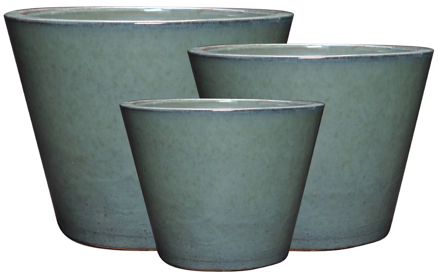 Bloempot Picchu Aardewerk Geglazuurd 19x15.5 Cm - Groen