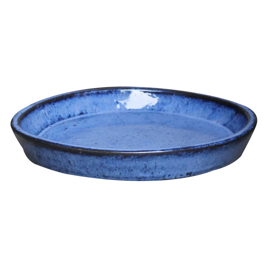 Bloempotschaal Rond Geglazuurd Blauw 36x5 Cm